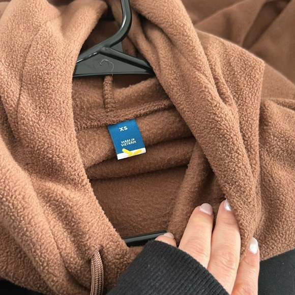 Old Navy Brown Funnel Neck Fleece Hooded Sweatshirt - Picture 4 of 5